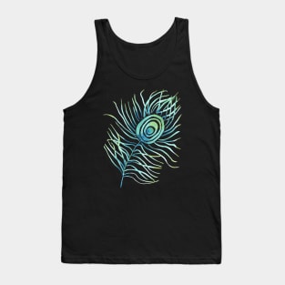 Pink Peacock Feather on White Background Tank Top